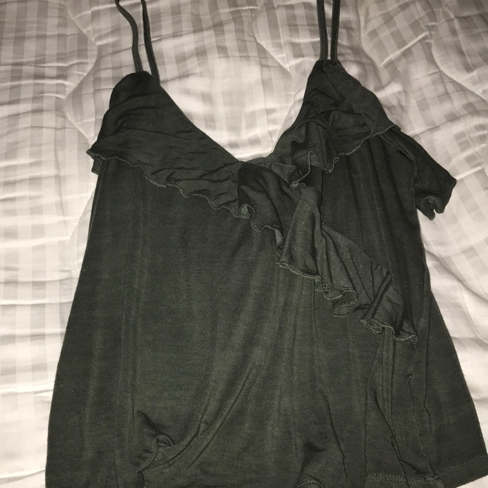 American Eagle green ruffle tank top size medium